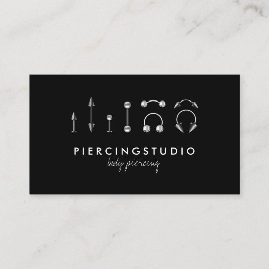 Tatoeage met lichaams-piercing visitekaartje (Voorkant)