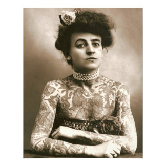 Tatoeage met Pearls Victoriaans Lady Framable Foto Afdruk