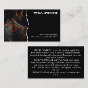 Tatoeage Nazorg Instructies Visitekaartje