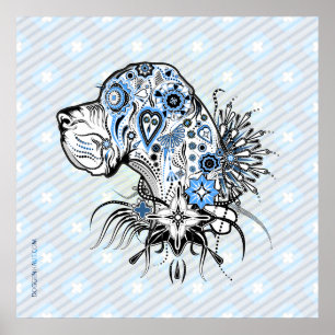Tatoeage stijl Deutsche Dogge Poster