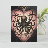 Tatoeage stijl gotische octopus feestdagenkaart (Staand voorkant)