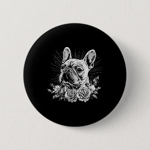 Tatoeage stijl liefhebber Franse Bulldog Retro Hon Ronde Button 5,7 Cm