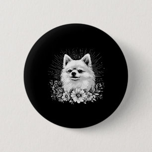 Tatoeage Stijl Liefhebber Pomeranian Retro Hond _1 Ronde Button 5,7 Cm