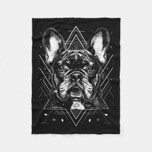 Tatoeagekunst Franse Bulldog Geometrische Bulldog Fleece Deken