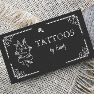 Tatoeages met je naam eenvoudig zwart-wit modern visitekaartje
