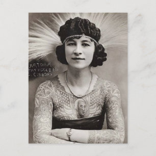 Tatoeages Vrouwen  foto zwart-wit Briefkaart