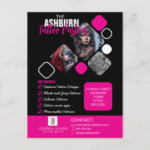 Tatoeagesalon Poster - Op maat gemaakte Zwarte roz Briefkaart