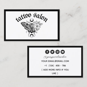 Tatoeagesalon Vlinder Mot Zwart & Wit Visitekaartje