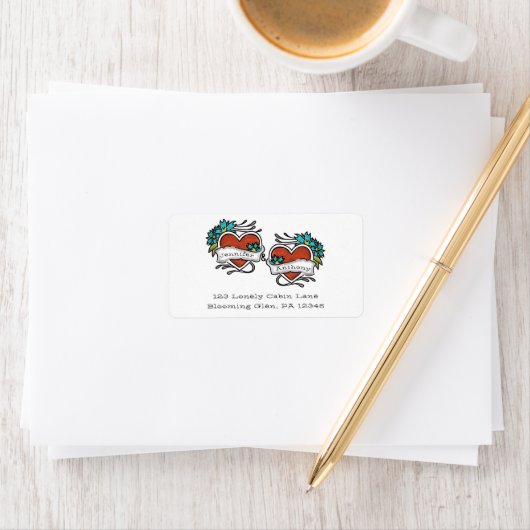 Tatoeëerde harten, Tattoo Graphic Wedding Etiket (Insitu)