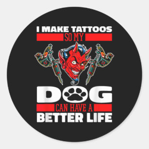 Tatoeëerder Hond Tattoos Tatoeëerder - Tattoo Arti Ronde Sticker