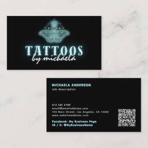 Tatoeëerder Neon Mystieke Hemelse Mot Visitekaartje