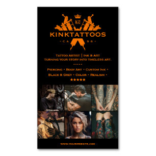 Tatoeëerder Oranje Zwarte Goth Tattooist Magnetisch Visitekaartje