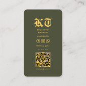 Tatoeëerder Tattoo Artiest Army Green Modern Visitekaartje (Achterkant)