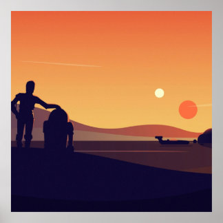 Tatooine zonsondergang poster