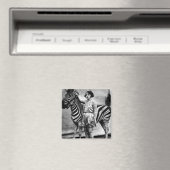 Tatouage Circus Lady et Zebra Carré Magnet (In Situ (Lave-vaisselle))