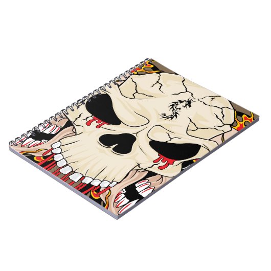 Tatouage Crâne Huit Bal Feu Carnet Spirale (Côté gauche)