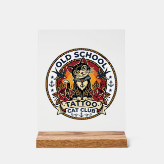Tatouage École Ancienne Chat Mignon Design - École