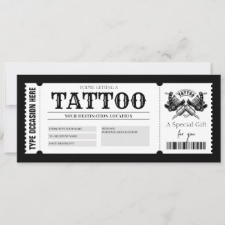 Tatouage ÉDITABLE Carte Cadeau Chèque Cadeau