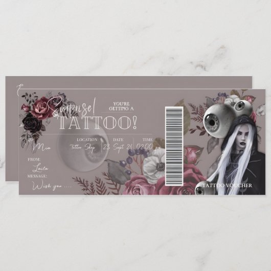 Tatouage MODIFICATIF Anniversaire bon de carte cad (Devant / Derrière)