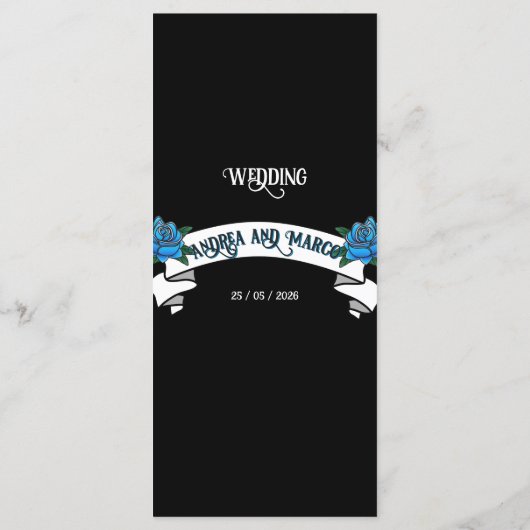 Tatouage noir et blanc Rockabilly Menu Mariage (Dos)