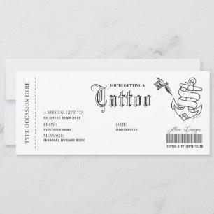 Tatouage Simple Carte Cadeau Bon D'encrage