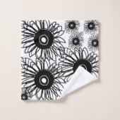 Tatouage Tournesol Floral Noir Blanc Tatouage Fleu (Gant de toilette)