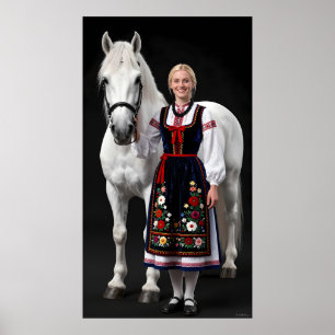Tatra Folk Maiden en White Horse Poster