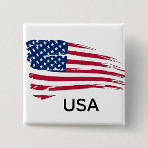 Tatted American Flag Vierkante Button 5,1 Cm