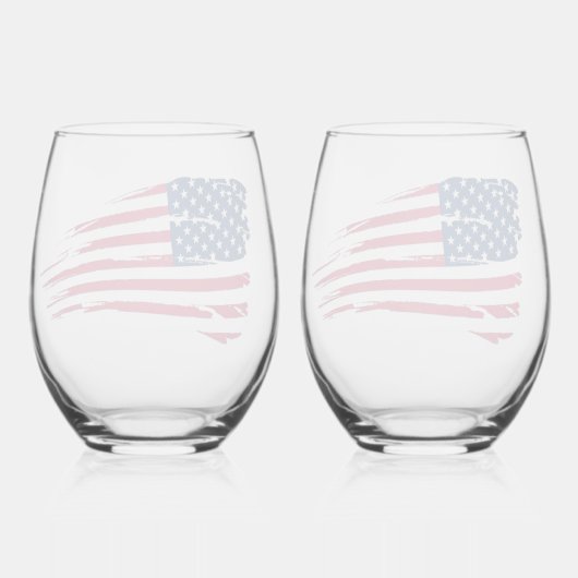 Tatted American Flag Wijnglas Zonder Voet (Achterkant)
