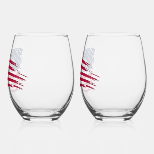 Tatted American Flag Wijnglas Zonder Voet (Links)