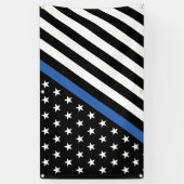 Tattered Distress Thin Blue Line Flag Banner (Verticaal)