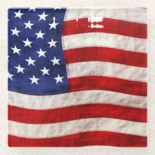 Tattered Grunge Patriottische Vlag VS Glazen Onderzetter