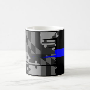 Tattered Maryland Flag Thin Blue Line Mok