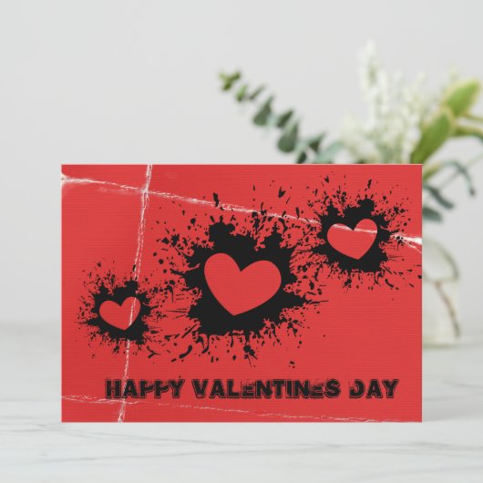Tattered Paper & Paint Spattered Valentijn Kaart (Staand voorkant)
