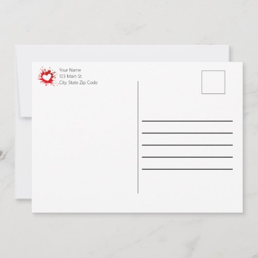 Tattered Paper & Paint Spattered Valentijn Kaart (Achterkant)