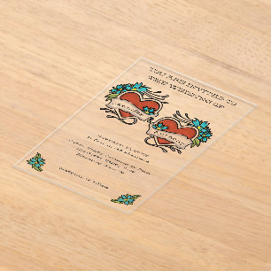 Tattoed Hearts Tattoo Graphic Wedding Acryl Uitnodigingen