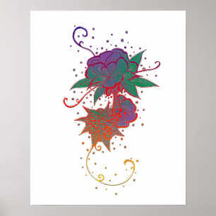 Tattoo abstract regenboogRoos Poster