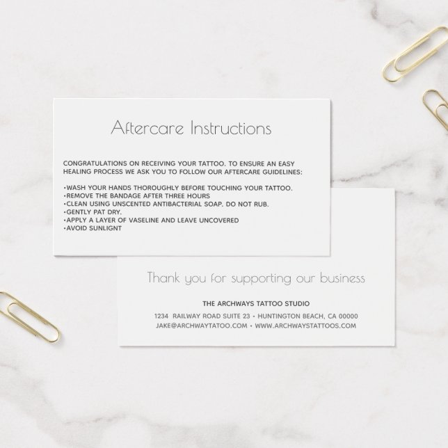 Tattoo Aftercare Advice Care with Logo (Bureau)