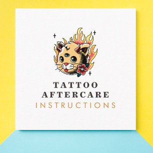 Tattoo Aftercare Instructies Creative Artsy Cat Vierkante Visitekaartje