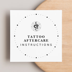 Tattoo Aftercare Instructies Zwart-wittekst Vierkante Visitekaartje