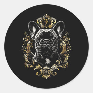 Tattoo Art Franse Bulldog Barokke Franse Bulldog Ronde Sticker