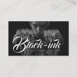 Tattoo Artiest Fotoscript Kalligrafie Black Kraft Visitekaartje