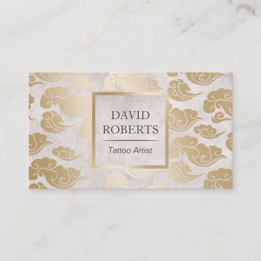 Tattoo Artiest  Gold Oriental Cloud Pattern Visitekaartje (Voorkant)
