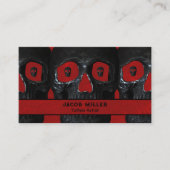 Tattoo Artiest Gothic Red Black Dark Academia Skul Visitekaartje (Voorkant)