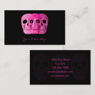 Tattoo Artiest Gothic Roze Zwarte Schedel Visitekaartje