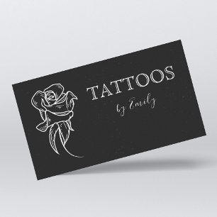 Tattoo Artiest Shop Zwart & Wit Bloem Vrouwelijk Visitekaartje