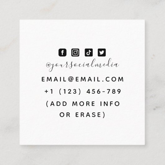 Tattoo Artiest Social Media Snake Graphics Modern Vierkante Visitekaartje (Achterkant)