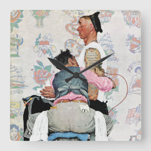 Tattoo artiest vierkante klok