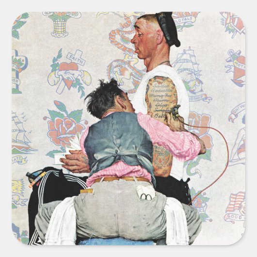 Tattoo artiest vierkante sticker (Voorkant)