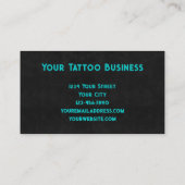 Tattoo Artiest Zwart Blauwgroen Cool Skull Visitekaartje (Achterkant)